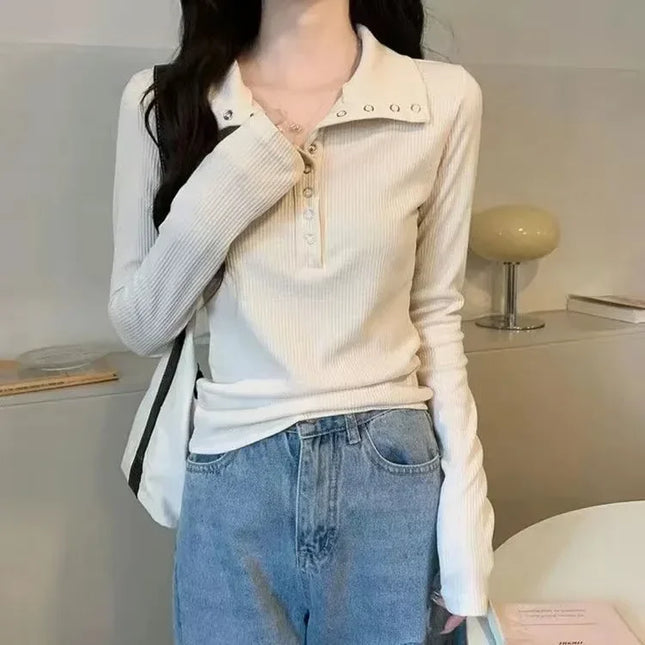 Women's Slim Fit Button-Up Long Sleeve Knit Sweater