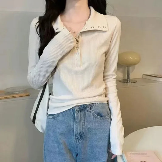 Women's Slim Fit Button-Up Long Sleeve Knit Sweater