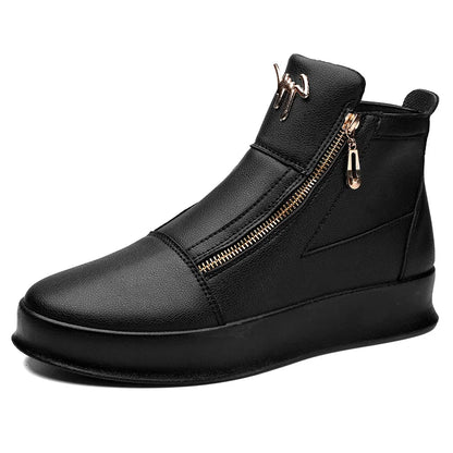 Men's Zippered High-Top Faux Leather Sneakers