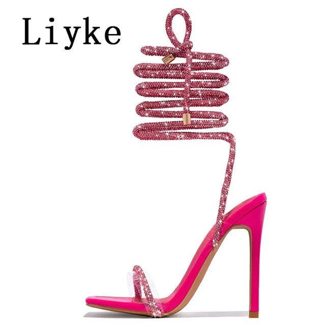 Women's Gold Padlock High Heels - Thin Strap Stiletto Footwear