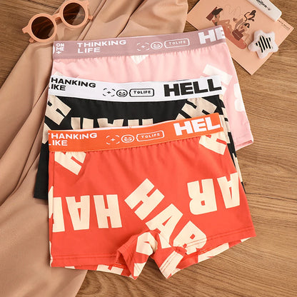 3PCS Women's Cotton Soft Letter Print Panties Set – Comfortable Female Underwear