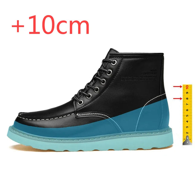 Men’s Height-Increasing Boots - Comfortable Faux Leather Mens Shoes for Enhanced Height & Style