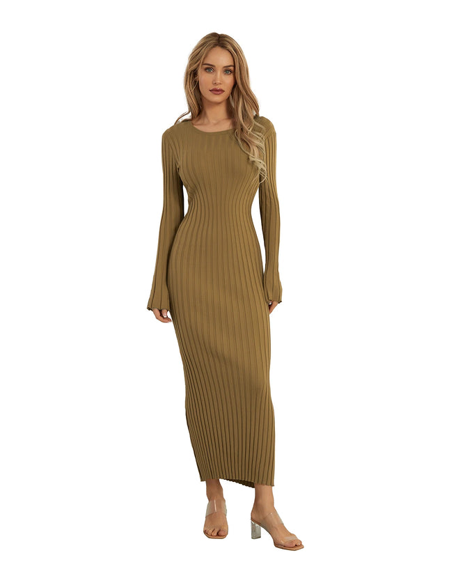 Elegant Women’s Knit Long Sleeve Bodycon Dress – Stylish & Comfortable Long Sleeve Midi Dress for Women