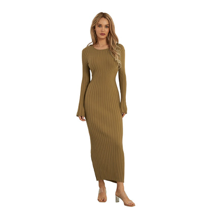 Elegant Women’s Knit Long Sleeve Bodycon Dress – Stylish & Comfortable Long Sleeve Midi Dress for Women