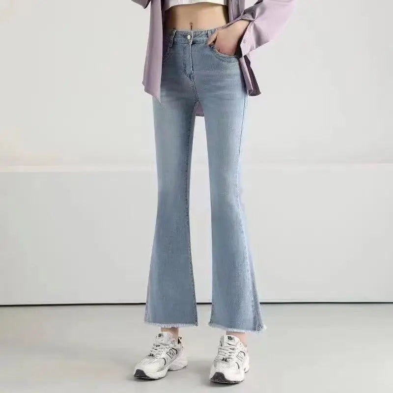 High Waist Flare Jeans for Women – Slim Fit & Trendy Retro Style