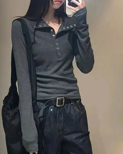 Women's Slim Fit Button-Up Long Sleeve Knit Sweater