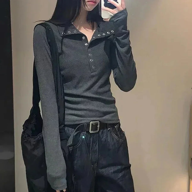 Women's Slim Fit Button-Up Long Sleeve Knit Sweater
