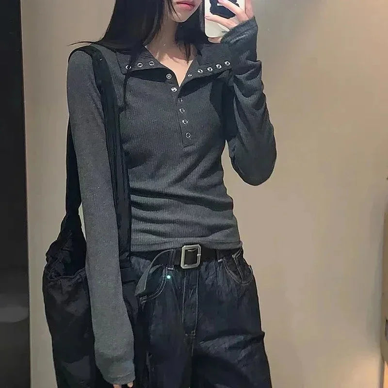 Women's Slim Fit Button-Up Long Sleeve Knit Sweater