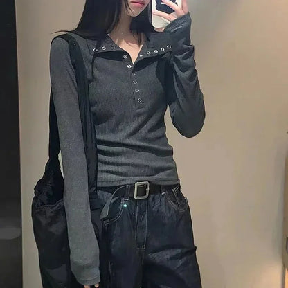 Women's Slim Fit Button-Up Long Sleeve Knit Sweater