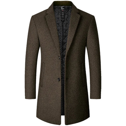 Men's Long Wool Blend Trench Coat - Various Colors