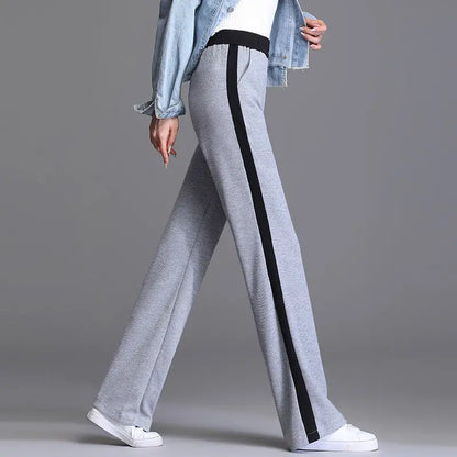 High Waist Elastic Waist Straight Leg Sweatpants for Women