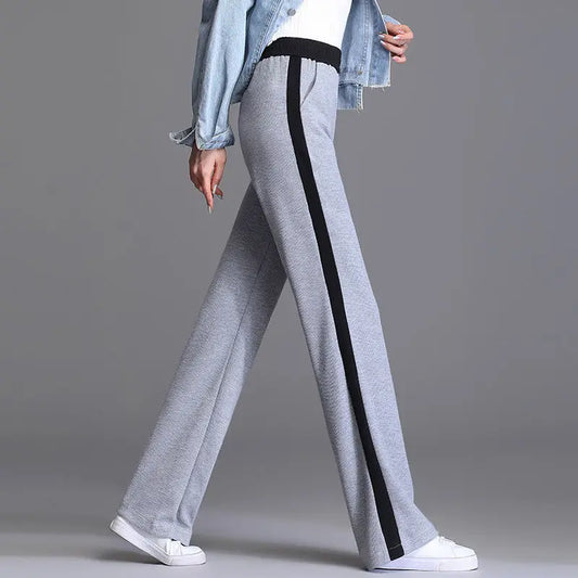 High Waist Elastic Waist Straight Leg Sweatpants for Women