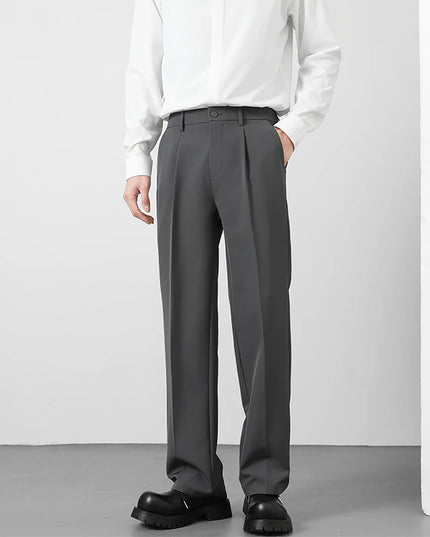 Men's Loose Fit Pants - Classic Straight Leg Drape Trousers for Men
