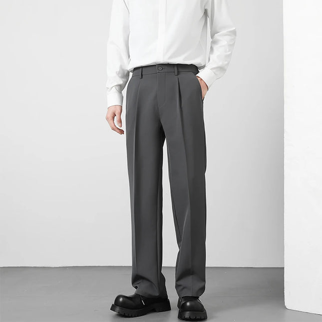 Men's Loose Fit Pants - Classic Straight Leg Drape Trousers for Men