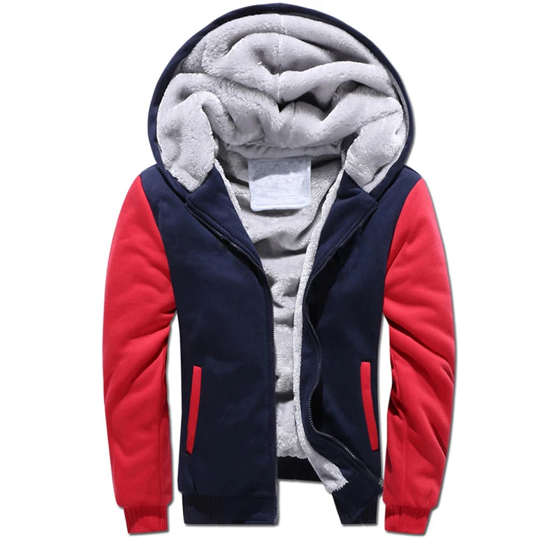 Men's Zipper Hoodie Fleece Thickened Jacket