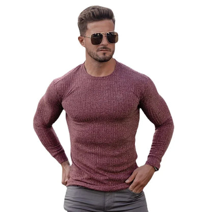 Men's Slim Fit Knitted Sweater - Breathable, Casual, Elastic, Stretch Fabric