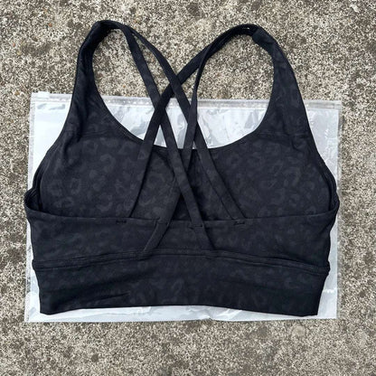 Women's Fitness Sports Bra - Crossback Gym Tank Top with Chest Pad