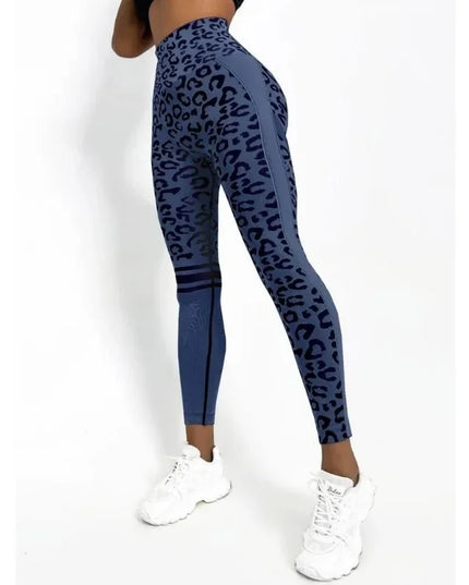 Women’s High-Waisted Seamless Leopard-Print Leggings with Hip-Lifting Fit