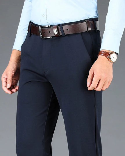 Men's Stretch Business Suit Pants - Straight-Leg Design for Comfort and Style
