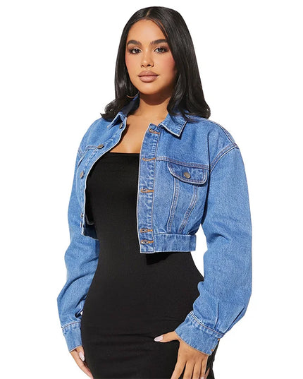 High-Waisted Cropped Jacket for Women - Slim Fit