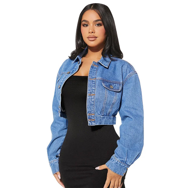 High-Waisted Cropped Jacket for Women - Slim Fit