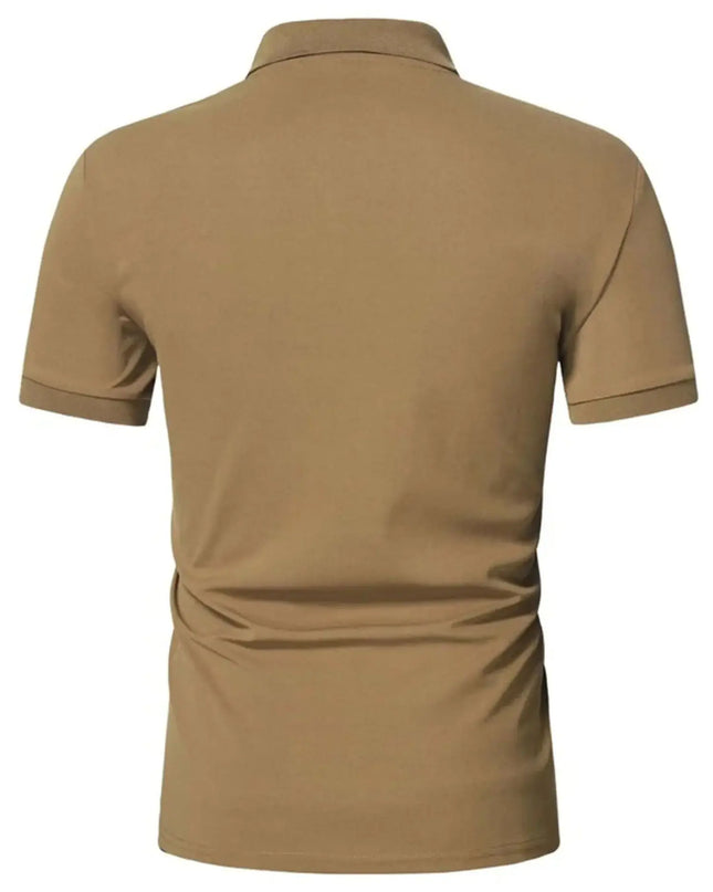 Men's Short-Sleeved Polo T-Shirt with Zipper