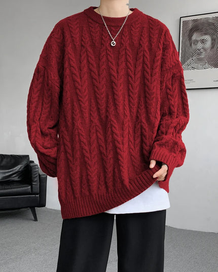 Men's Knit O-Neck Loose Casual Sweater