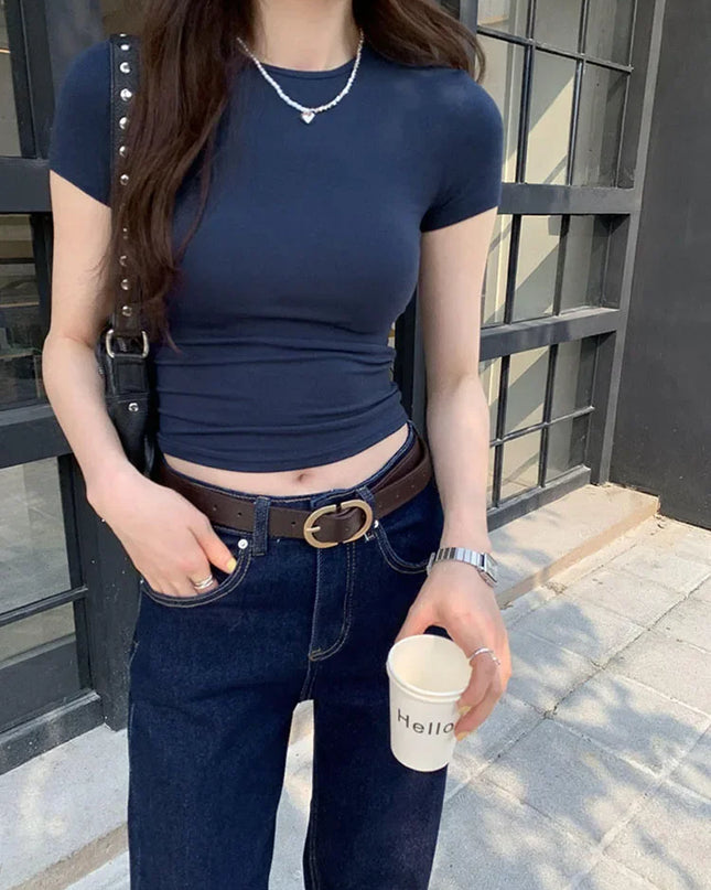 Women's Slim Fit Crewneck Cropped T-Shirt