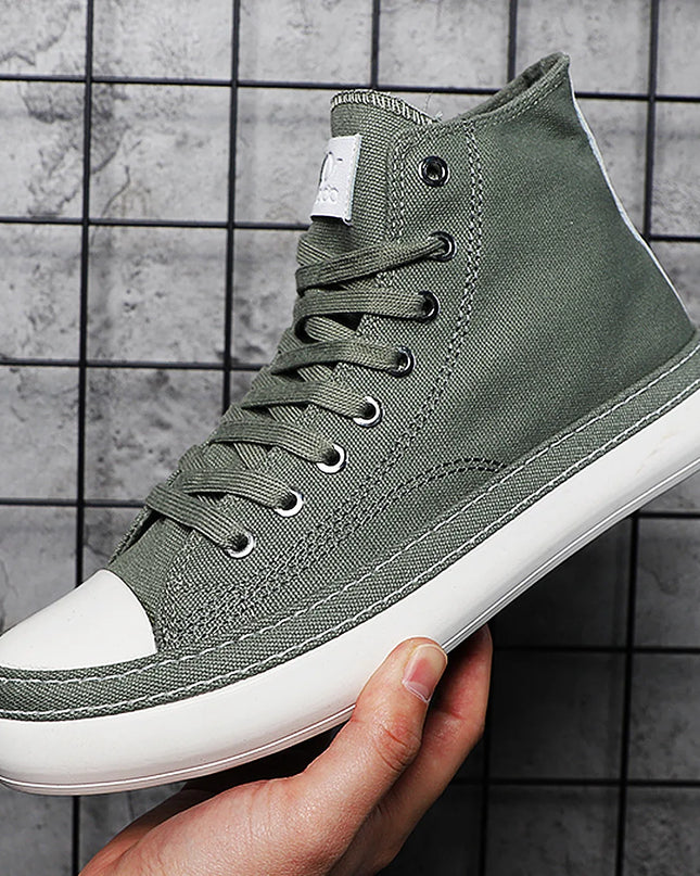 Men's High-Top Canvas Casual Sneakers – Fashion Lace-Up Vulcanized Shoes for Men