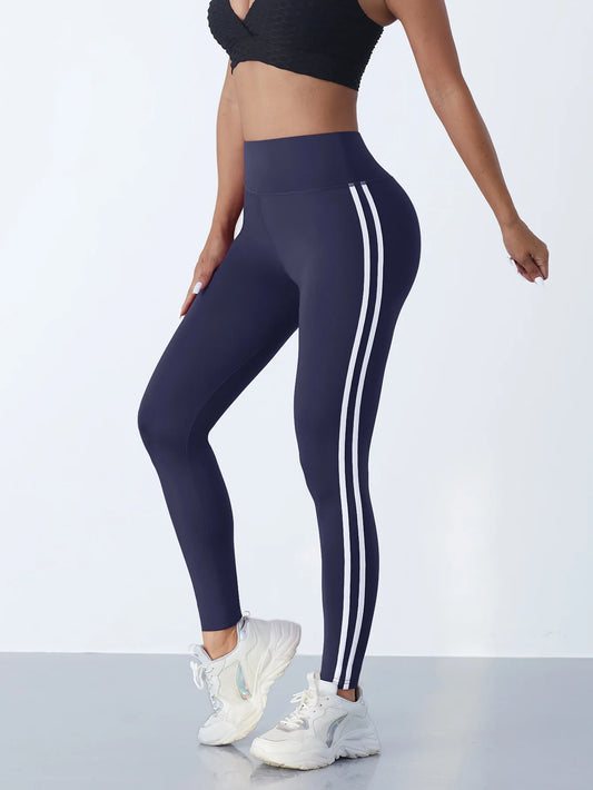 High-Waisted Striped Yoga Pants for Women - Stretchy, Comfortable Leggings for Workout & Fitness