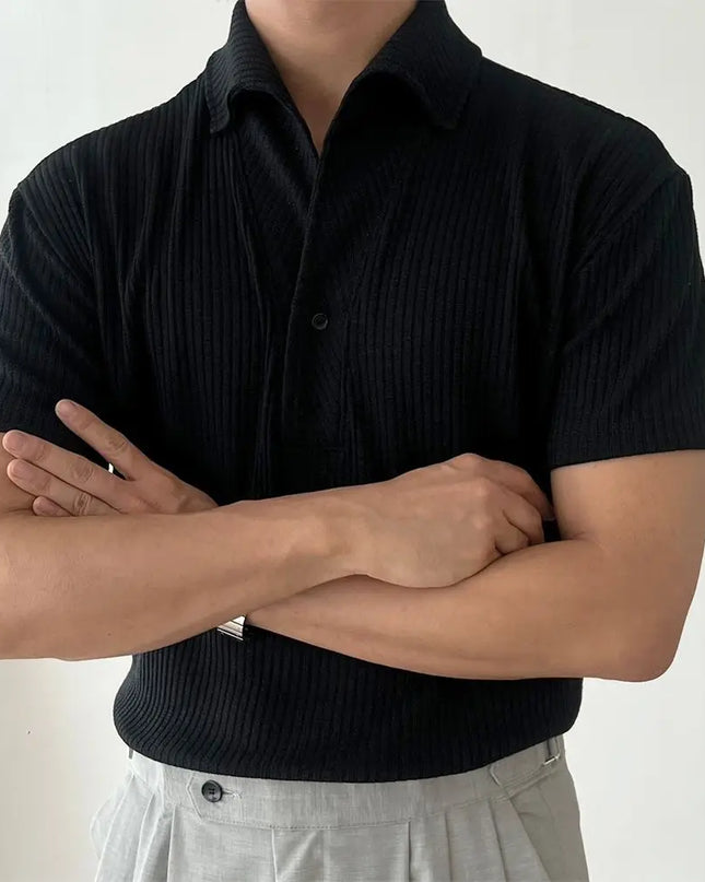 Men's Breathable Polo T-Shirt with Vertical Thread Design