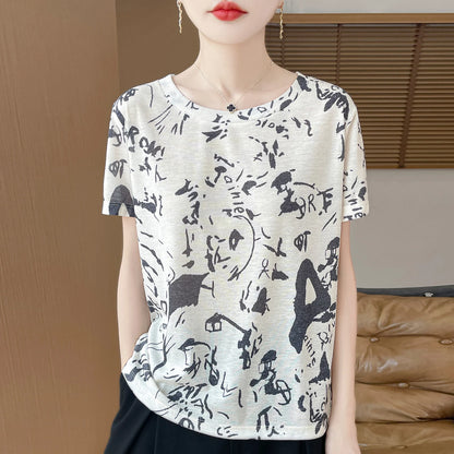 Elegant Women's Satin Silk V-Neck Short Sleeve Blouse