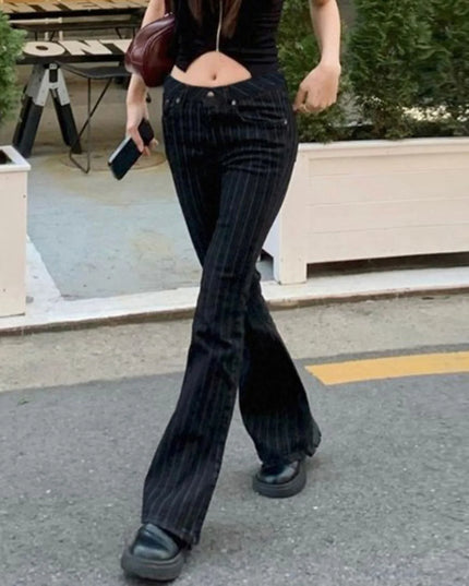 Women's Low Rise Bootcut Striped Flare Pants