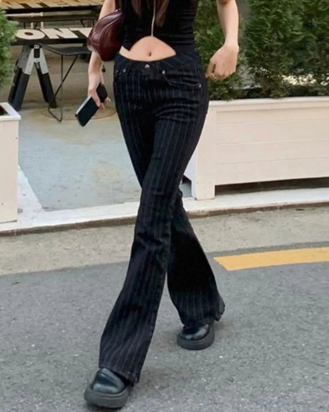 Women's Low Rise Bootcut Striped Flare Pants