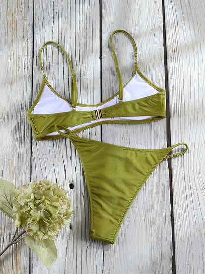 Women's High-Cut Push-Up Bikini Two-Piece Swimwear