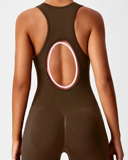 One-Piece Seamless Yoga Bodysuit with V-Back for Women