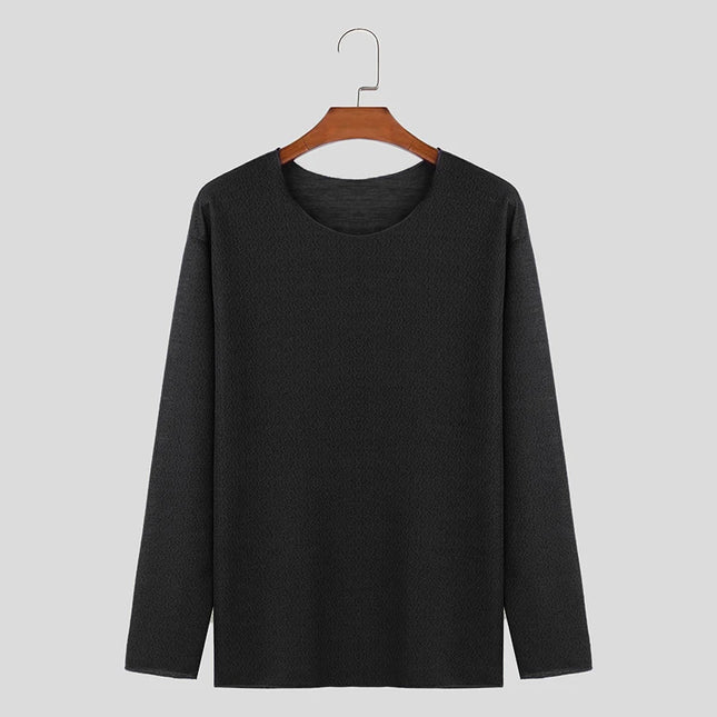 Men's Casual O-Neck Long Sleeve Breathable Sweater