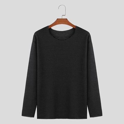 Men's Casual O-Neck Long Sleeve Breathable Sweater