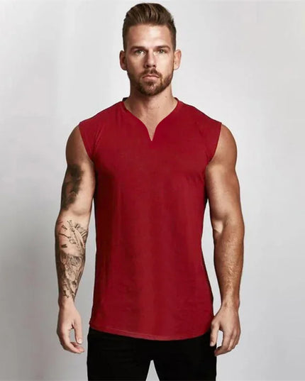 Men's V-Neck Cotton Tank Tops - Breathable & Comfortable