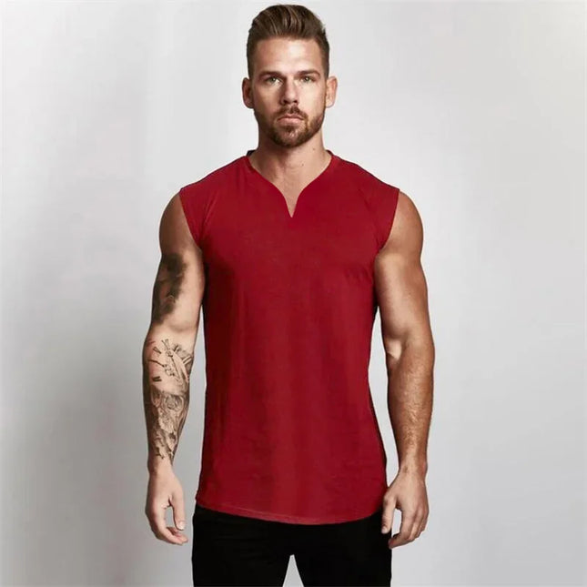 Men's V-Neck Cotton Tank Tops - Breathable & Comfortable