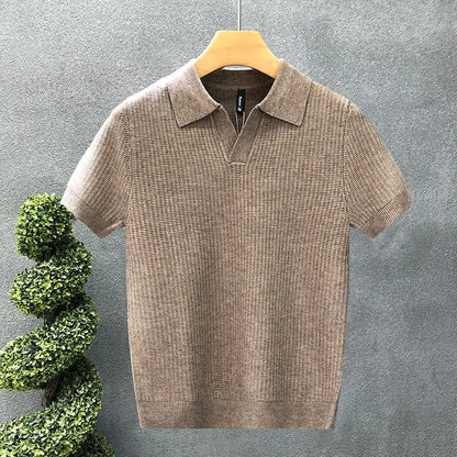 Men's Korean Style Slim Fit Polo Shirt – Thin Knit T-Shirt for Men