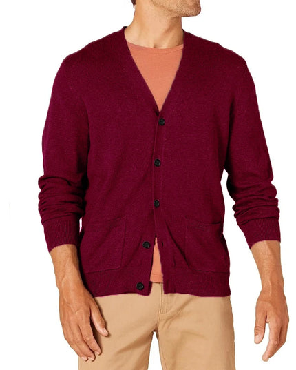 Men's Vintage Long Sleeve Button-Front V-Neck Knitted Cardigan