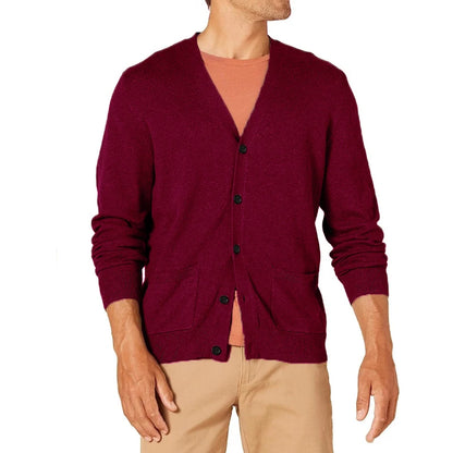 Men's Vintage Long Sleeve Button-Front V-Neck Knitted Cardigan
