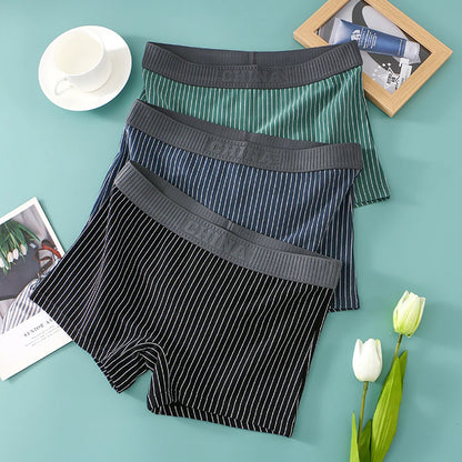 3PCS Women's Cotton Briefs Pack – Soft, Breathable, High Elasticity, Striped Mid-Rise Underwear for Women