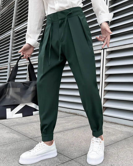 Men's Loose Fit Drape Pants with Elastic Waistband - Various Colors