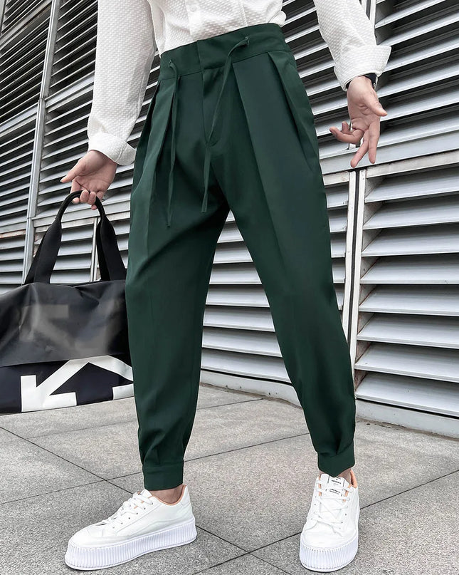 Men's Loose Fit Drape Pants with Elastic Waistband - Various Colors