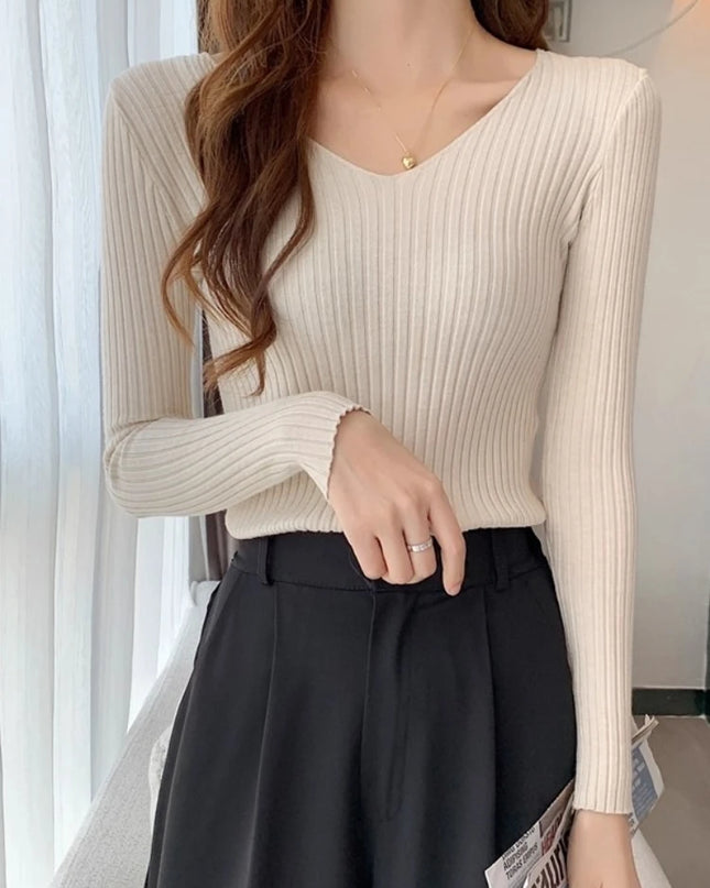 Women's V-Neck Slim Fit Sweater