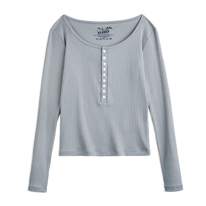 Slim-Fit Buttoned Henley Shirt for Women – Maden Women's Casual Top