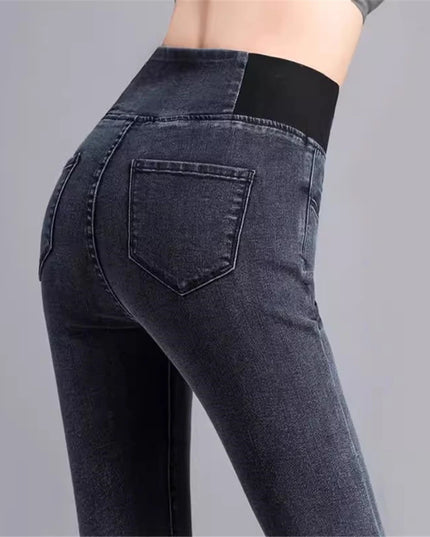 Women's High-Waisted Slim Fit Vintage Denim Jeans with Stretch
