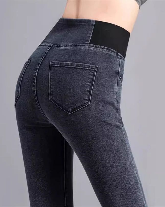 Women's High-Waisted Slim Fit Vintage Denim Jeans with Stretch